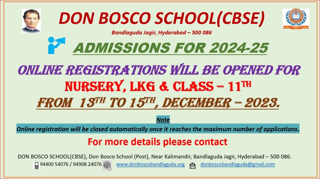 Online Admissions 202425 Don Bosco School